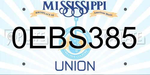 0EBS385 Mississippi License Plate
