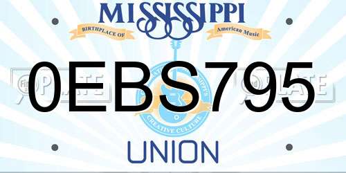 0EBS795 Mississippi License Plate