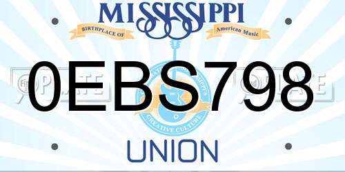 0EBS798 Mississippi License Plate