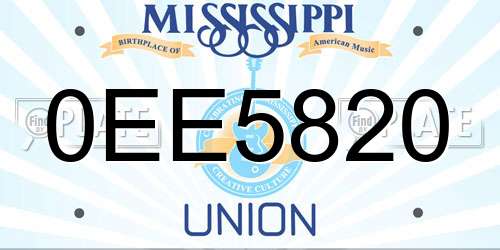 0EE5820 Mississippi License Plate