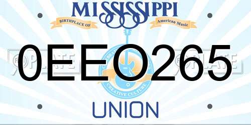 0EEO265 Mississippi License Plate