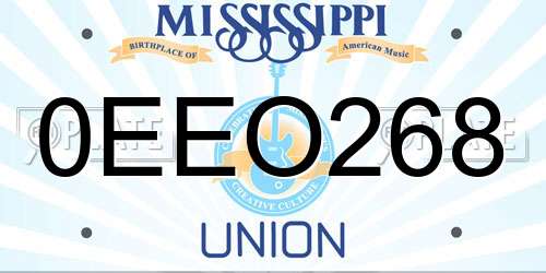 0EEO268 Mississippi License Plate