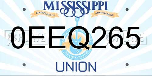 0EEQ265 Mississippi License Plate