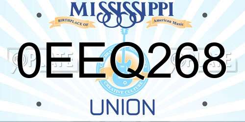 0EEQ268 Mississippi License Plate