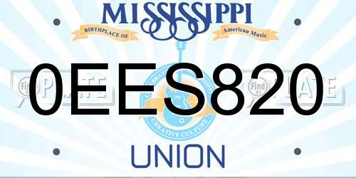 0EES820 Mississippi License Plate