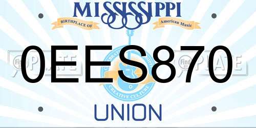 0EES870 Mississippi License Plate