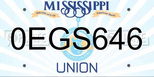 0EGS646 Mississippi License Plate