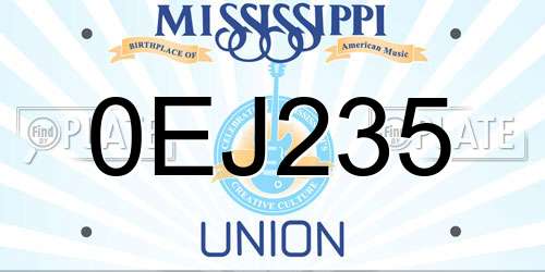 0EJ235 Mississippi License Plate