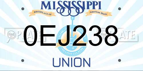0EJ238 Mississippi License Plate