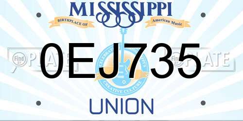 0EJ735 Mississippi License Plate