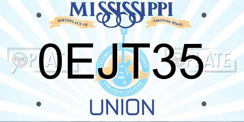 0EJT35 Mississippi License Plate