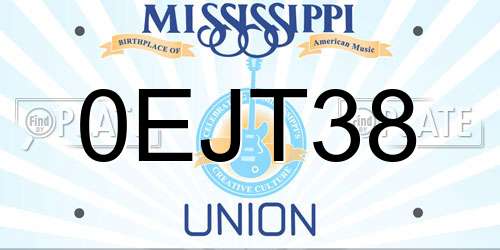 0EJT38 Mississippi License Plate