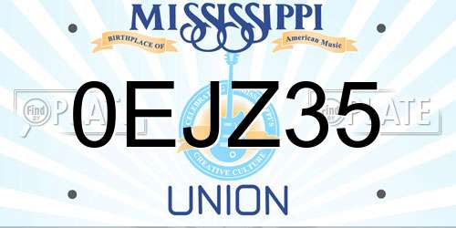 0EJZ35 Mississippi License Plate