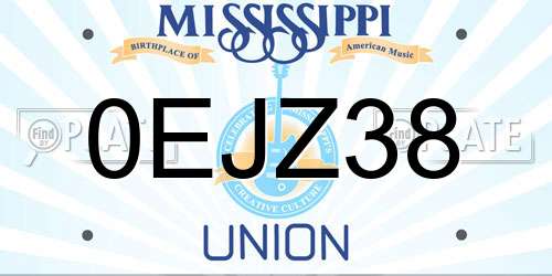 0EJZ38 Mississippi License Plate