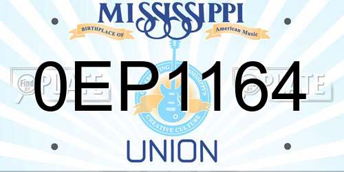 0EP1164 Mississippi License Plate