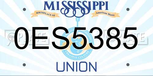 0ES5385 Mississippi License Plate