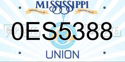 0ES5388 Mississippi License Plate