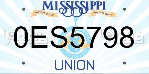 0ES5798 Mississippi License Plate