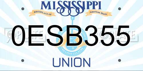 0ESB355 Mississippi License Plate