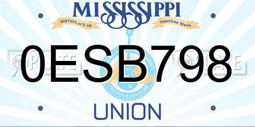 0ESB798 Mississippi License Plate