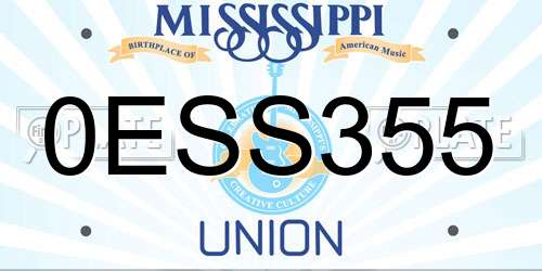 0ESS355 Mississippi License Plate