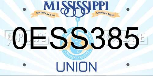 0ESS385 Mississippi License Plate