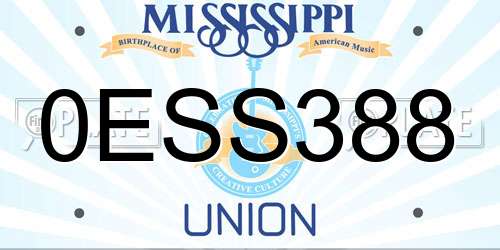 0ESS388 Mississippi License Plate