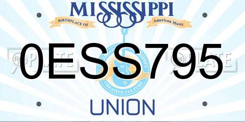 0ESS795 Mississippi License Plate