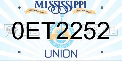 0ET2252 Mississippi License Plate