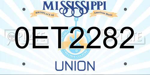 0ET2282 Mississippi License Plate
