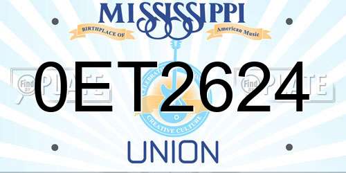 0ET2624 Mississippi License Plate