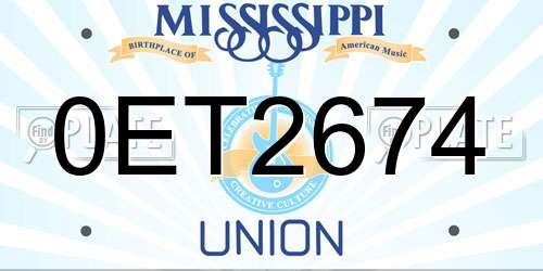 0ET2674 Mississippi License Plate