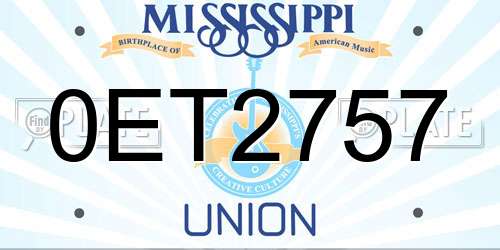0ET2757 Mississippi License Plate