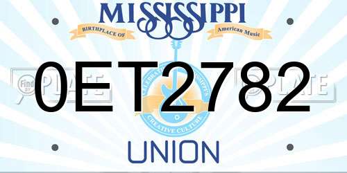 0ET2782 Mississippi License Plate