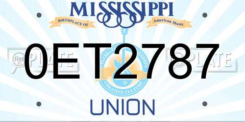 0ET2787 Mississippi License Plate