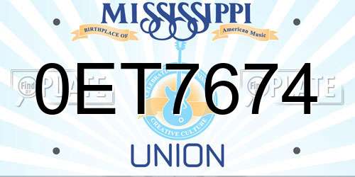 0ET7674 Mississippi License Plate