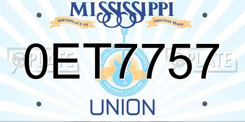 0ET7757 Mississippi License Plate