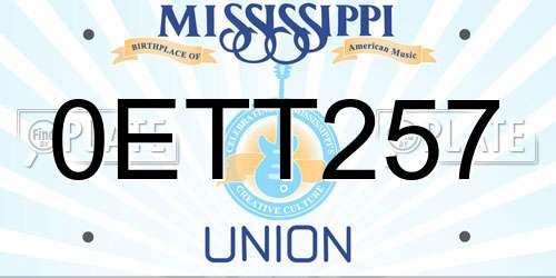 0ETT257 Mississippi License Plate