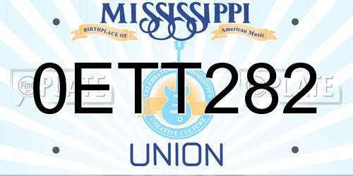 0ETT282 Mississippi License Plate
