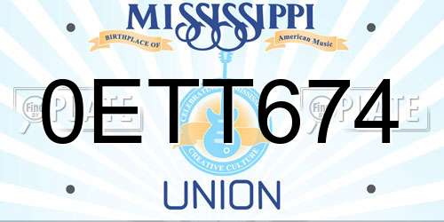 0ETT674 Mississippi License Plate