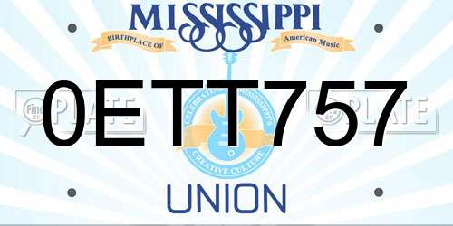 0ETT757 Mississippi License Plate