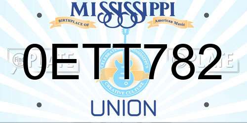 0ETT782 Mississippi License Plate