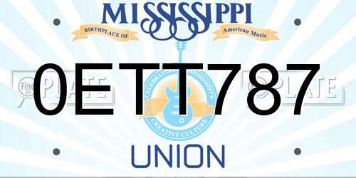 0ETT787 Mississippi License Plate