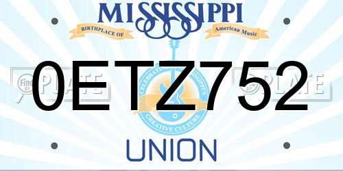 0ETZ752 Mississippi License Plate