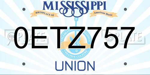 0ETZ757 Mississippi License Plate