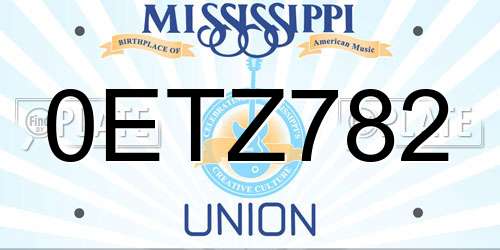 0ETZ782 Mississippi License Plate