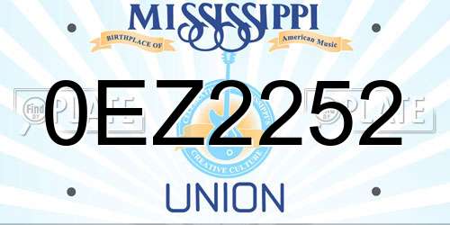 0EZ2252 Mississippi License Plate