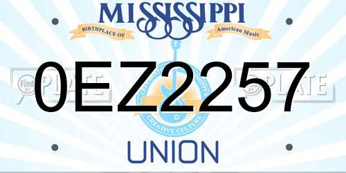 0EZ2257 Mississippi License Plate