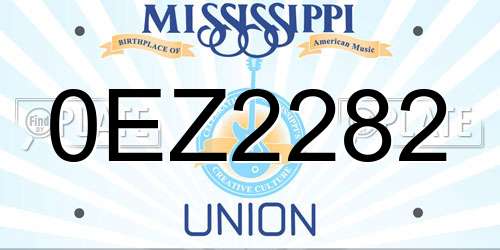 0EZ2282 Mississippi License Plate