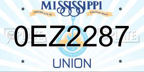 0EZ2287 Mississippi License Plate